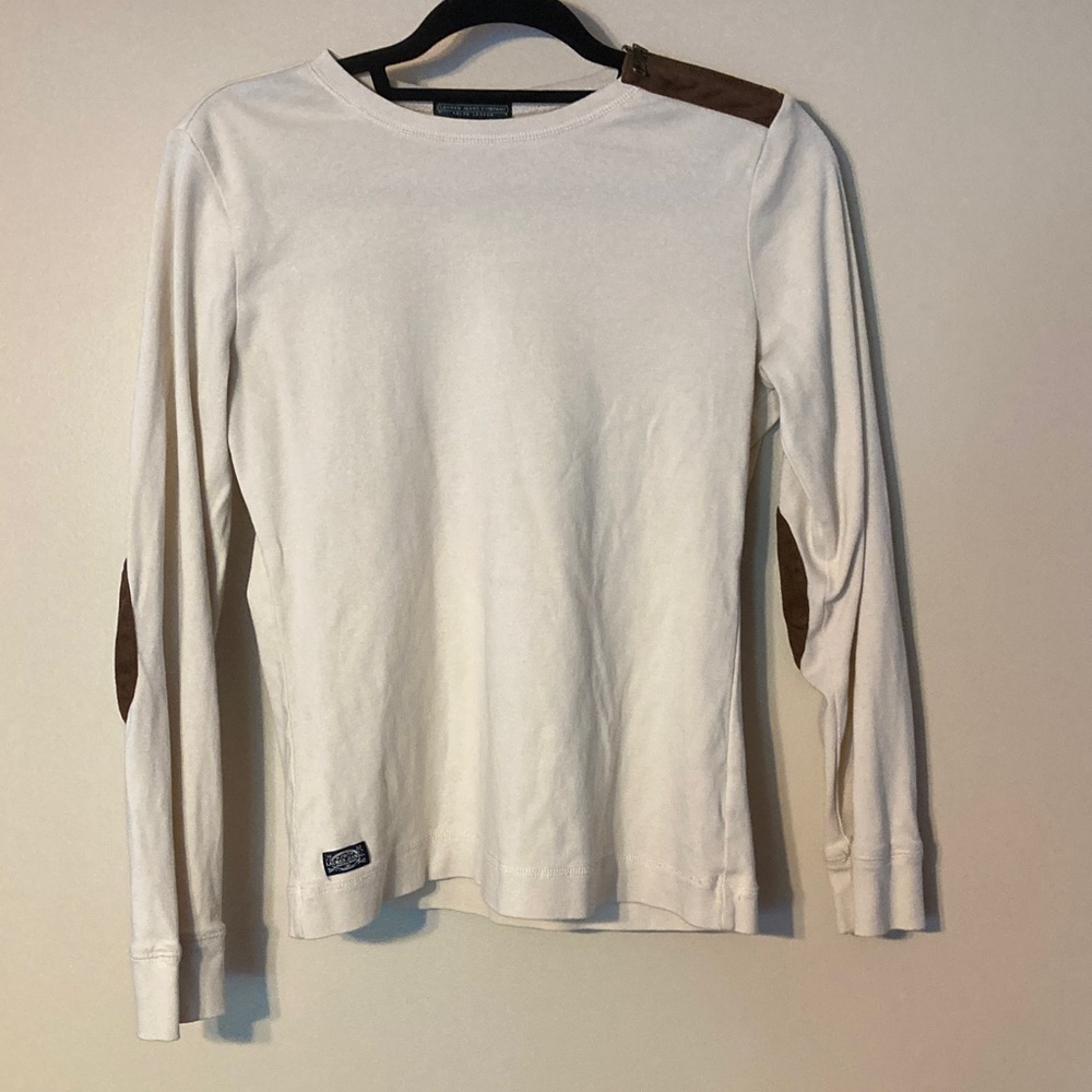 Ralph Lauren Cream Long Sleeve Shirt with side zipper collar